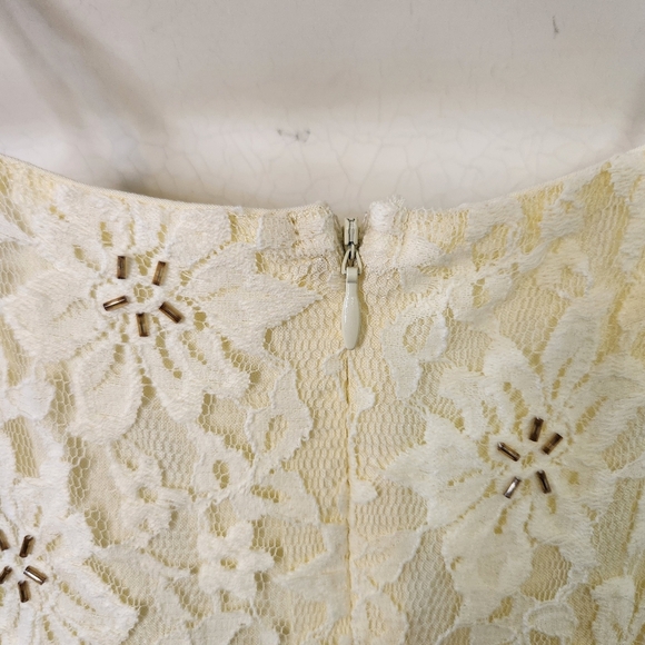 Zara Yellow Lace Sequin Mini Dress Floral Lattice Size Small Special Ocassion - Picture 6 of 12